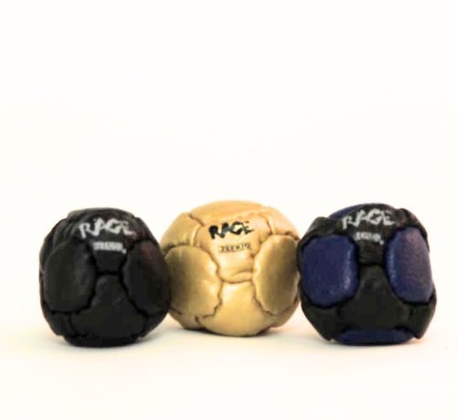 Triple Rage Footbag Set - Leather 14 Panel - Pellet Filled - Set of 3 Zeekio Footbags